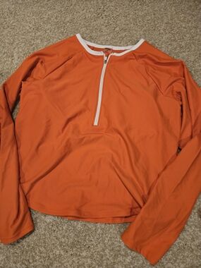 Old Navy Orange Zip-Front Long Sleeve Rash Guard Swim Shirt